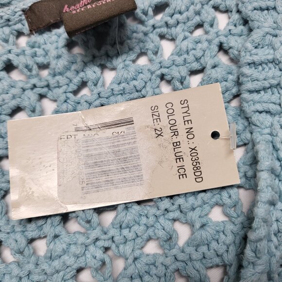 Vintage Heather B Womens Crochet Vest Cardigan 2X Plus Open Knit Tie Up Dillards - Picture 6 of 14